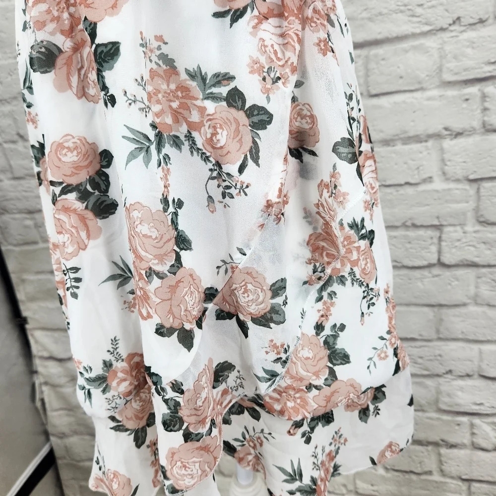 Altar'd State Floral Lined Flowy Tie Back Mini Dress Size Medium - Picture 6 of 12